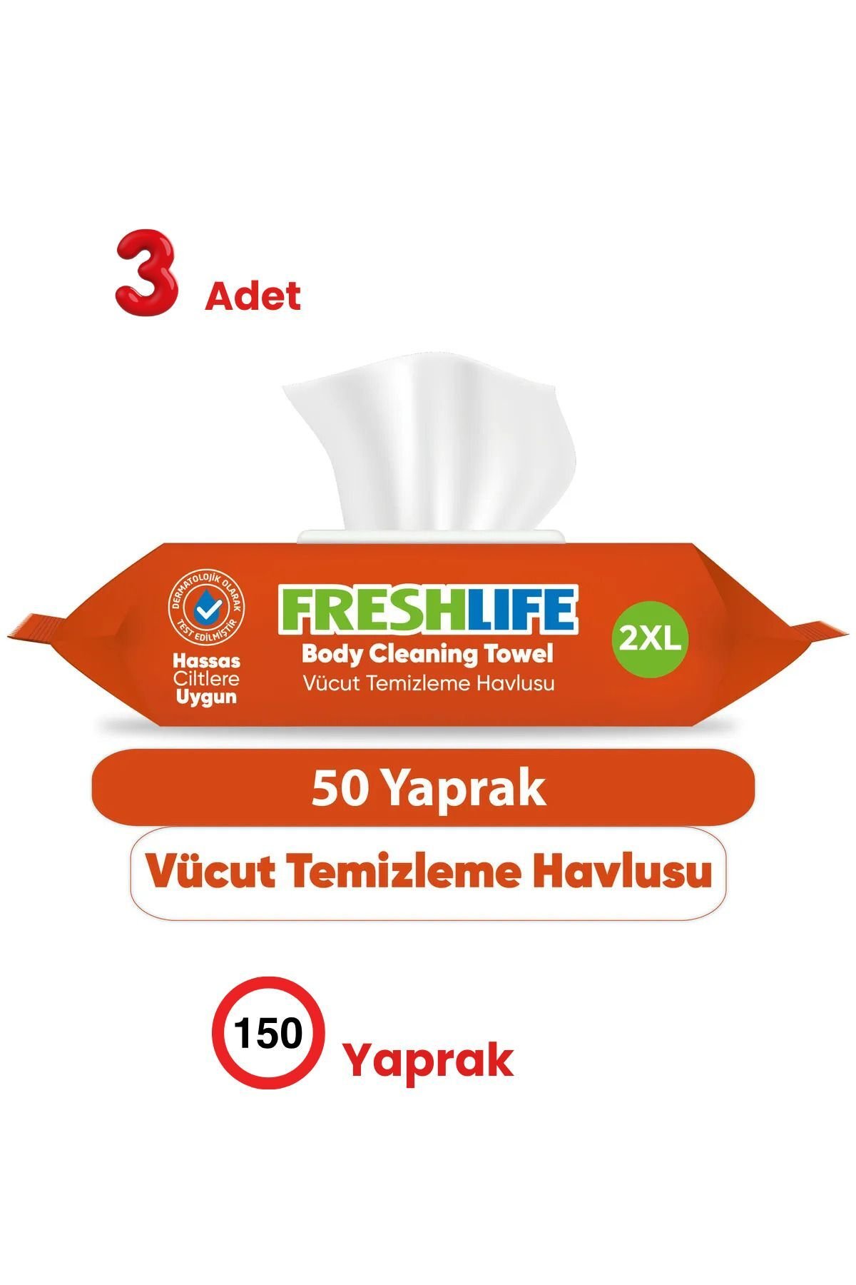 Freshlife 50'li 2 XL Vücut Temizleme Havlusu 3 lü