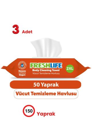 Freshlife 50'li 2 XL Vücut Temizleme Havlusu 3 lü