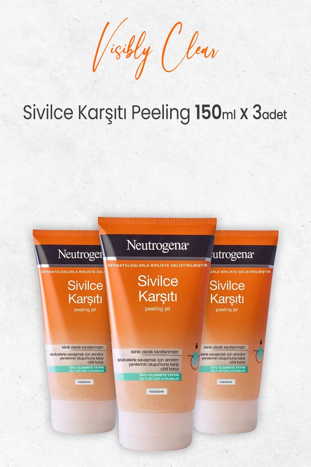Neutrogena Visibly Clear Sivilce Karşıtı Peeling 150 ml x 3 Adet