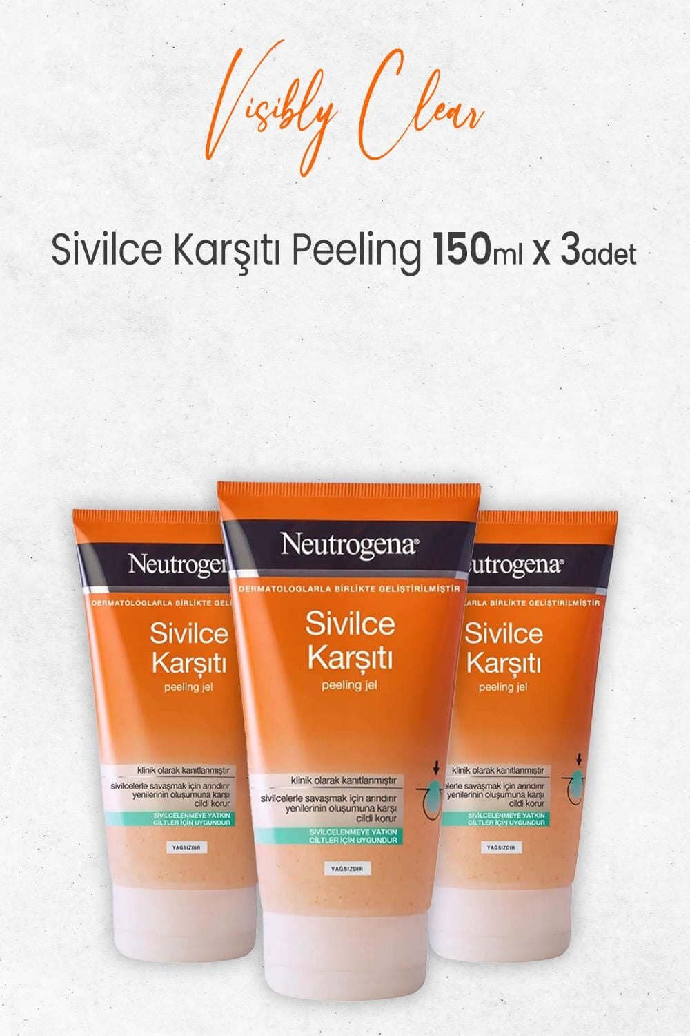 Neutrogena Visibly Clear Sivilce Karşıtı Peeling 150 ml x 3 Adet