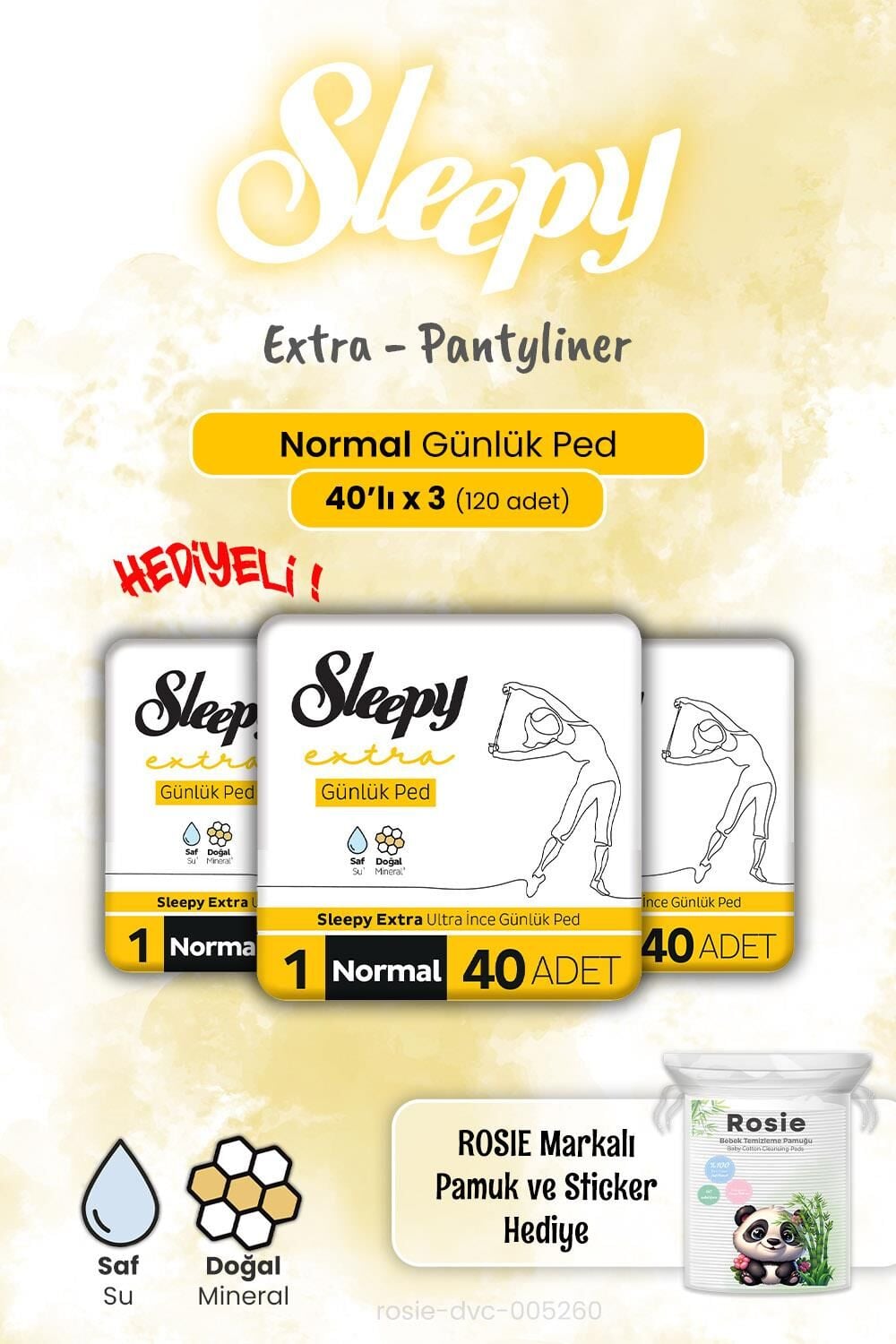 Sleepy 3 Adet Extra Günlük Ped Normal 40'lı ve Rosie Hediye