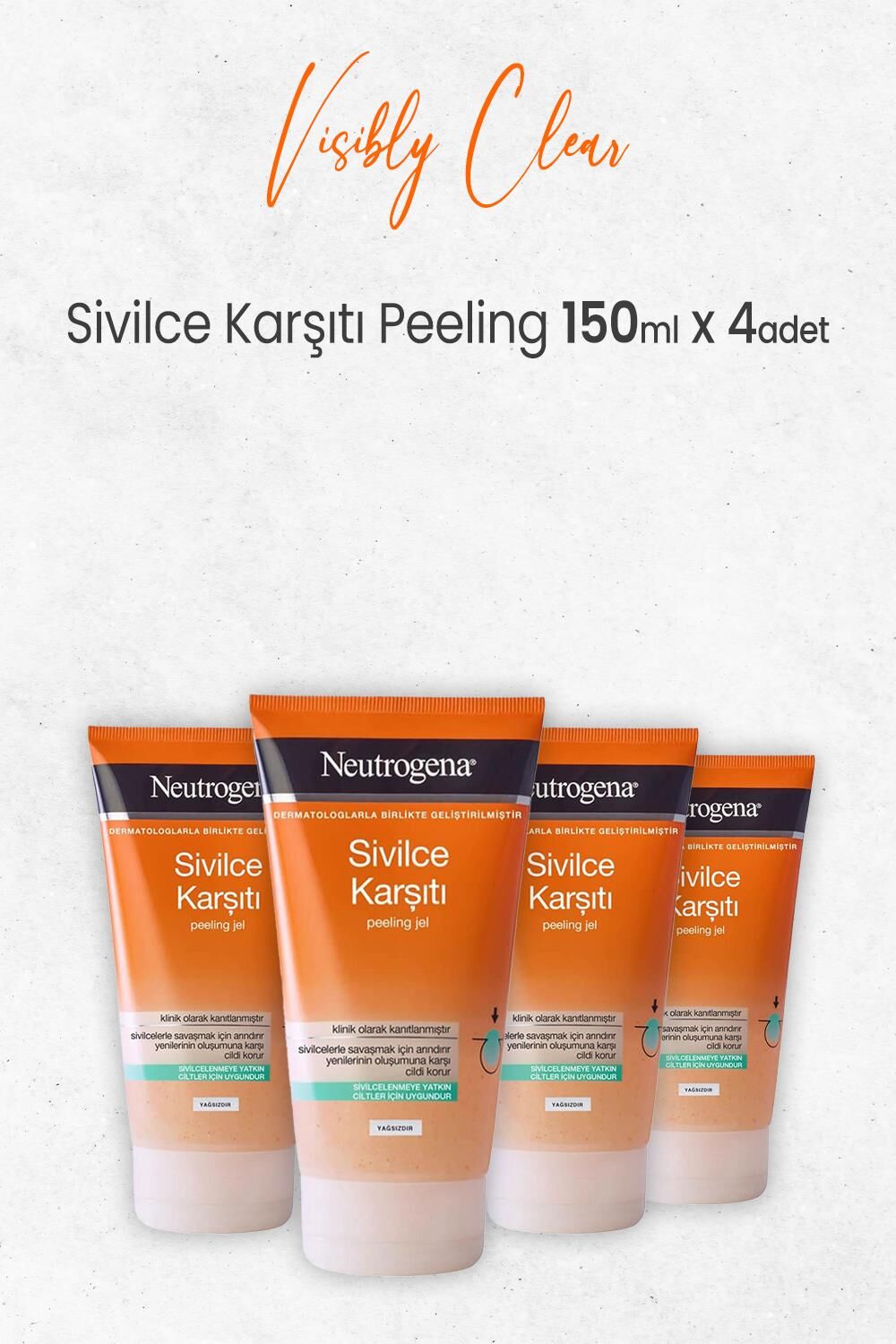 Neutrogena Visibly Clear Sivilce Karşıtı Peeling 150 ml x 4 Adet