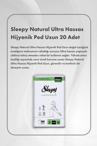 Sleepy Natural Ultra Hassas Hijyenik Ped Uzun 20 Adet X3 ve Elidor 400 ml