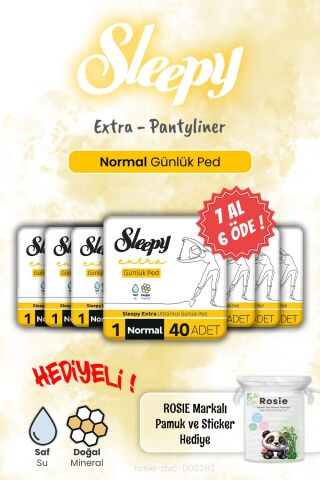 Sleepy Extra 7 AL 6 ÖDE Günlük Ped Normal 40'lı ve Rosie Hediye