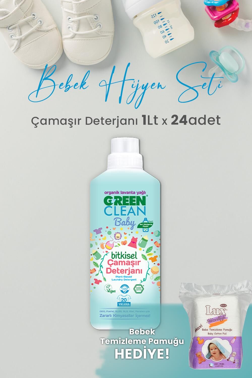 U Green Clean Baby Çamaşır Deterjanı 1 L x 24 Adet ve Hediyelik