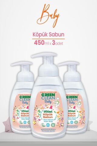 Green Clean Baby Köpük Sabun Portakal Yağlı 450 ml x 3 Adet