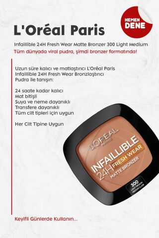 Loreal Paris Infaillible 24H Fresh Wear Matte Bronzer 300 Light Medium