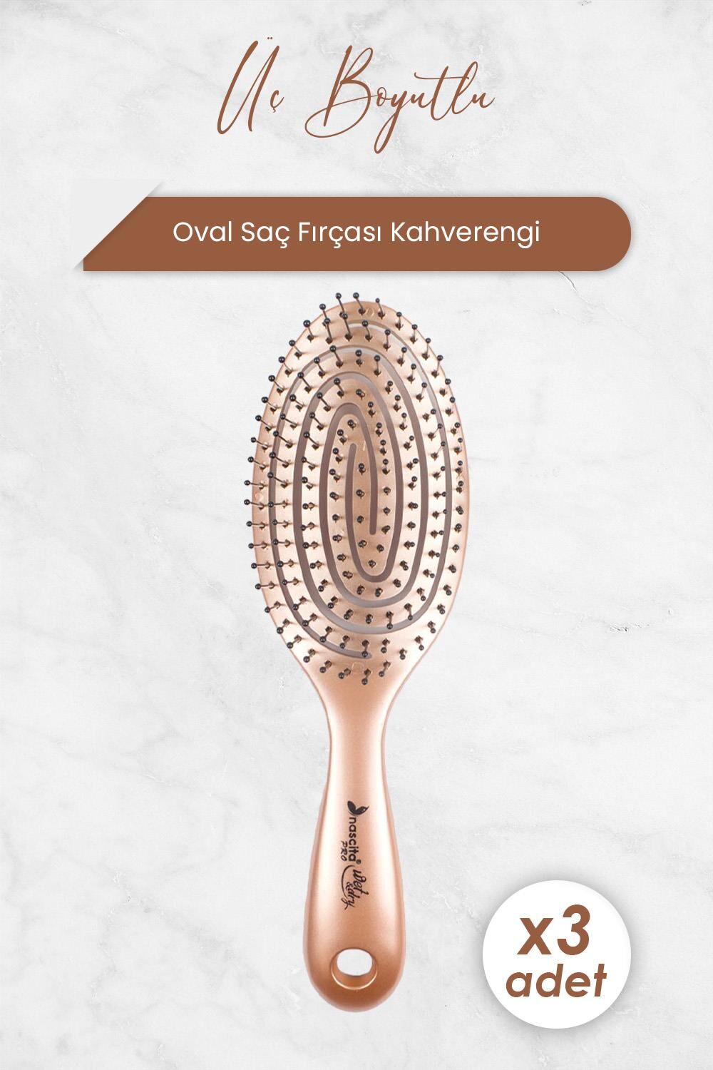 Nascita Üç Boyutlu Oval Saç Fırçası Kahverengi x 3 Adet
