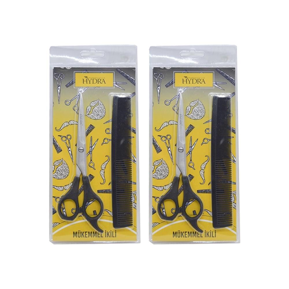 Tarko Hydra Mükemmel Ikili Profesyonel Berber Makası+Tarak Set x 2