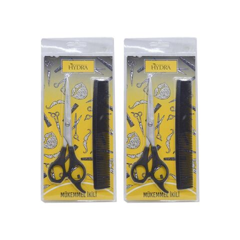 Tarko Hydra Mükemmel Ikili Profesyonel Berber Makası+Tarak Set x 2