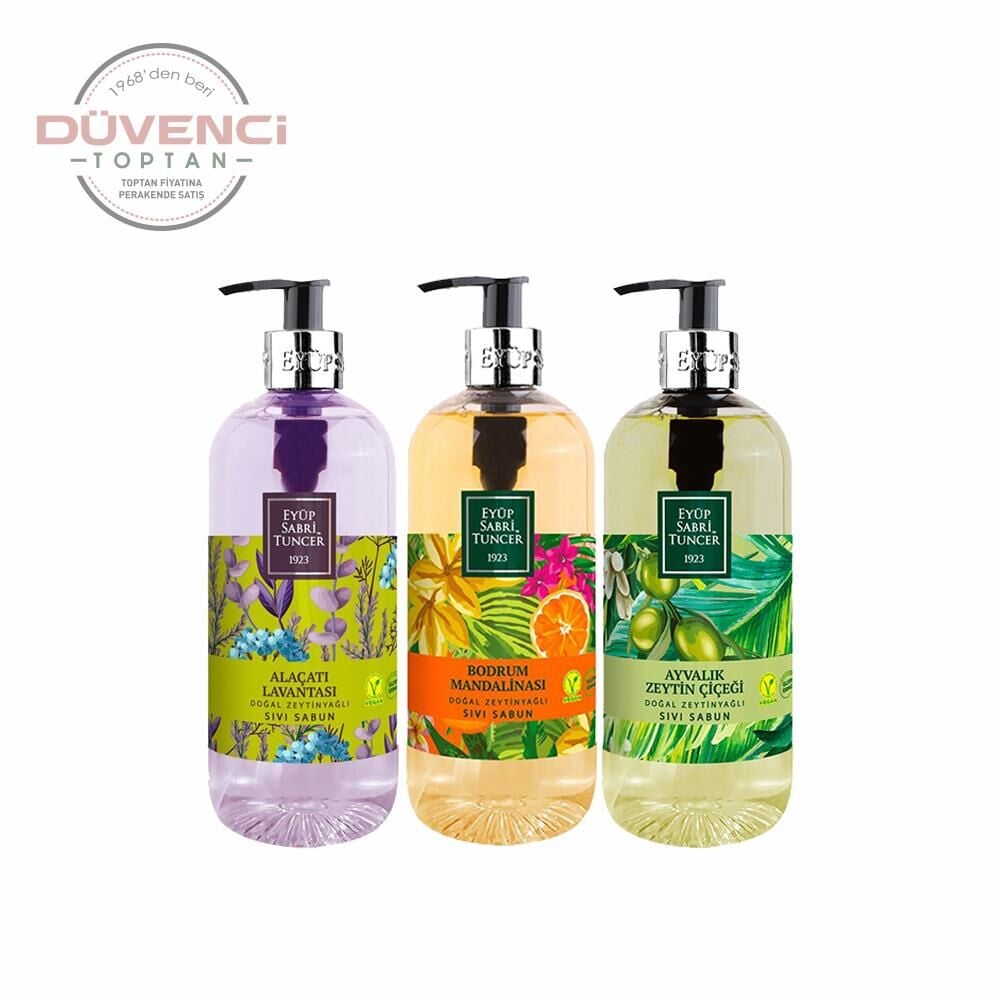 Eyüp Sabri Tuncer Bodrum Mandalinası, Zeytin Çiçeği ve Lavanta Sıvı Sabun Seti 3' lü 500 ml