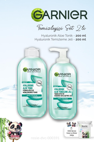 Garnier Hyaluronik Aloe Tonik  200 ml, Temizleme Jeli 200 ml ve ROSIE