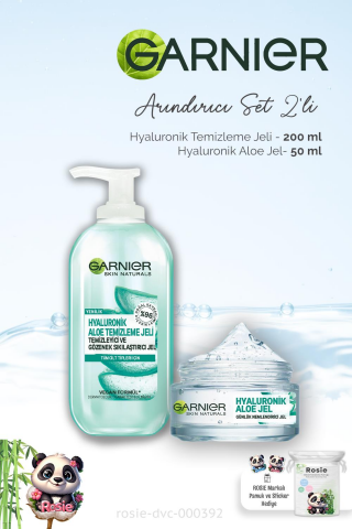 Garnier Hyaluronik Aloe Temizleme Jeli 200 ml, Nemlendirici Jel 50 ml ve ROSIE