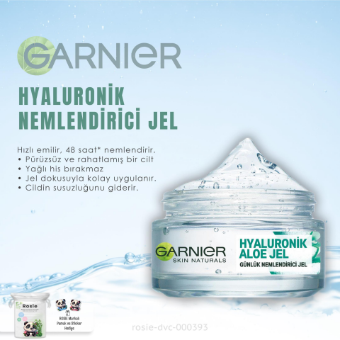 Garnier Hyaluronik Aloe Tonik 200 ml, Nemlendirici Jel 50 ml ve ROSIE
