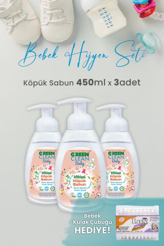 Green Clean Baby Köpük Sabun Portakal Yağlı 450 ml x 3 Adet ve Hediyeli