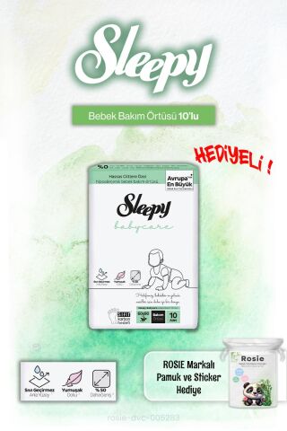 Sleepy Babycare Bebek Bakım Örtüsü 10'lu ve Rosie Pamuk Hediye