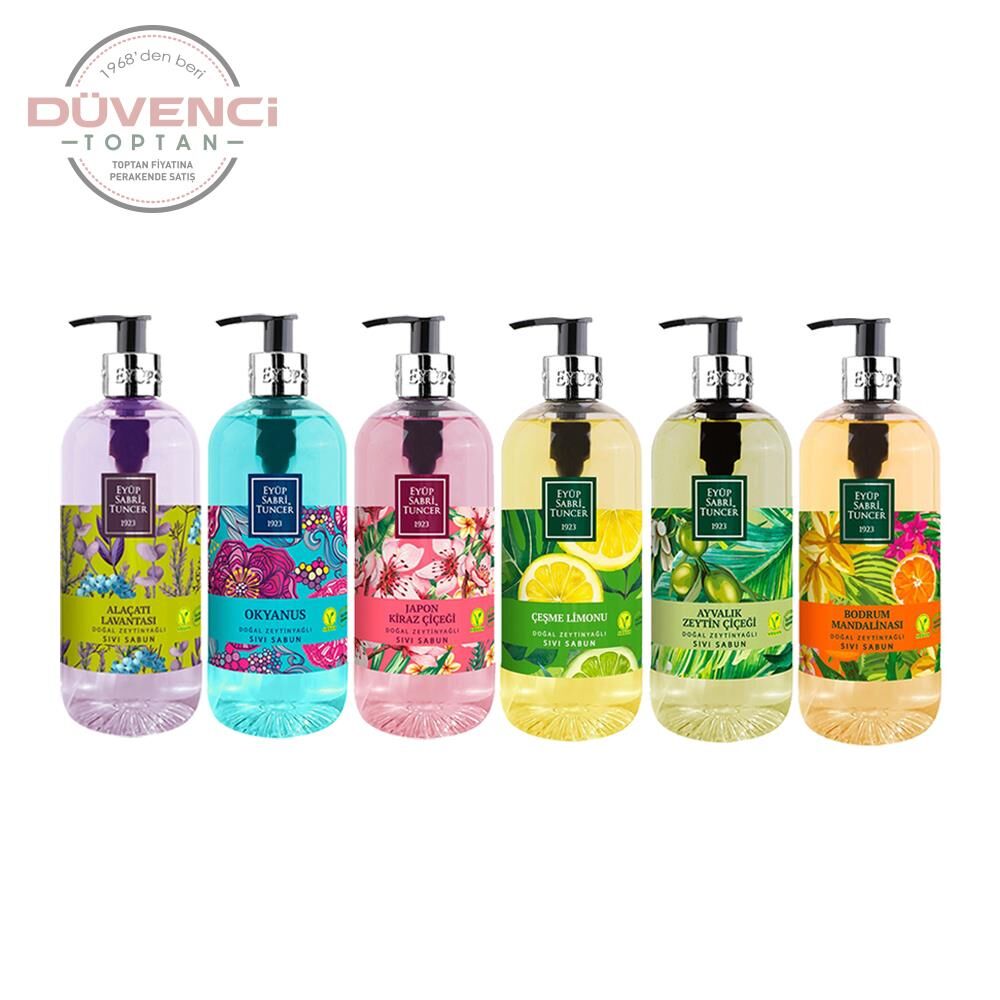 Eyüp Sabri Tuncer Sıvı Sabun Seti Ayvalık Zeytin Çiçeği, Çeşme Limonu, Japon Kiraz Çiçeği, Okyanus, Bodrum Mandalinası, Alaçatı Lavantası 500 ML