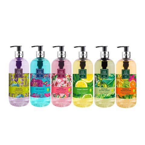 Eyüp Sabri Tuncer Sıvı Sabun Seti Ayvalık Zeytin Çiçeği, Çeşme Limonu, Japon Kiraz Çiçeği, Okyanus, Bodrum Mandalinası, Alaçatı Lavantası 500 ML