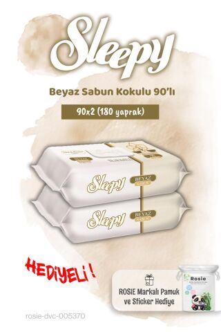 Sleepy 2 Adet Beyaz Sabun Kokulu Islak Havlu 90'lı ve Rosie