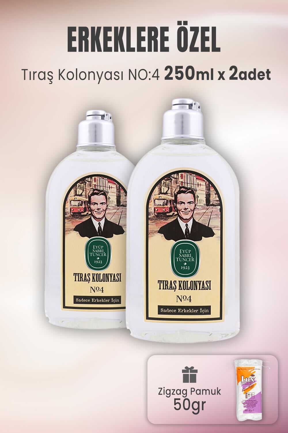 Eyüp Sabri Tuncer Tıraş Kolonyası No: 4 x 2 Adet ve Zigzag Pamuk 50 gr