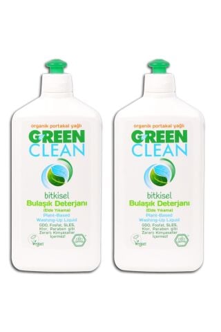 Green Clean Organik Portakal Yağlı Bitkisel Bulaşık Deterjanı 500 Ml 2'li Set