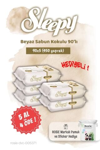 5 AL 4 ÖDE Sleepy Beyaz Sabun Kokulu Islak Havlu 90'lı ve Rosie