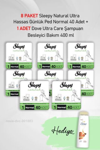 Sleepy Natural Günlük Ped Normal 40 Adet X 8 ve Hediye Dove Besleyici 400 ml