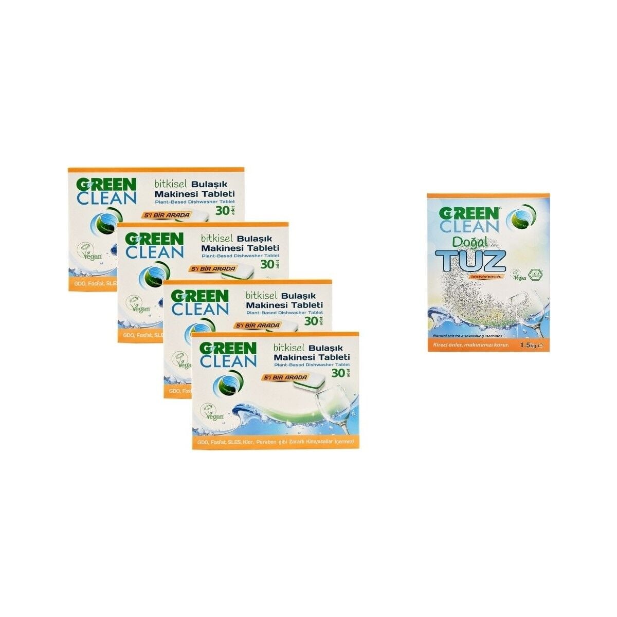 Green Clean Bitkisel Bulaşık Makinesi Tableti 120'li Ve Tuz