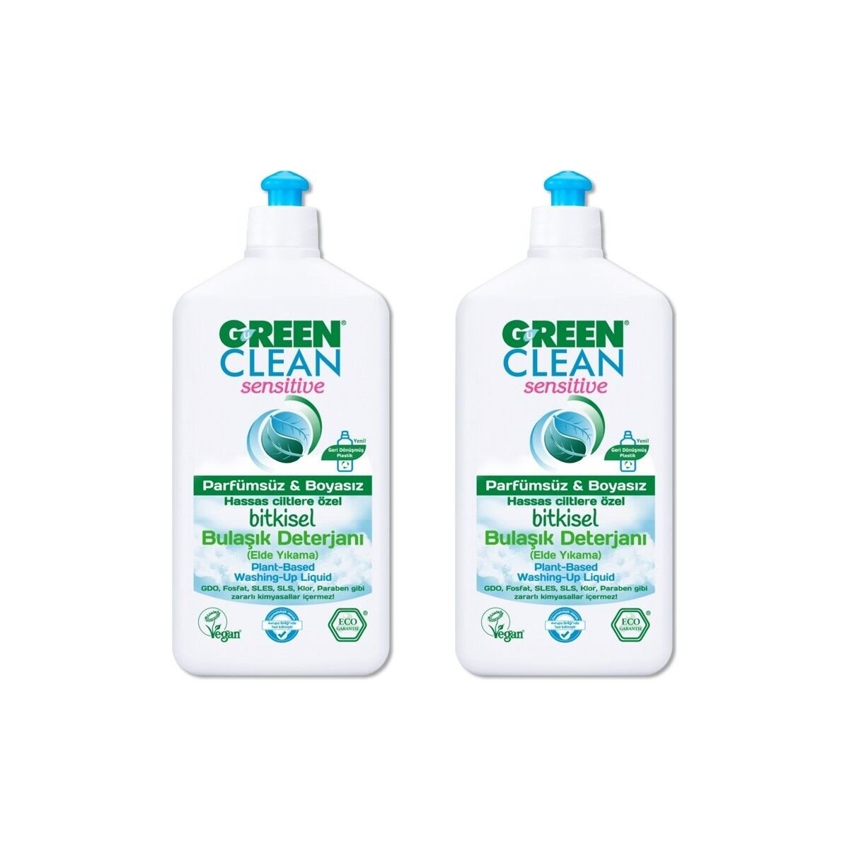 Green Clean Sensitive Bitkisel Bulaşık Deterjanı 500 ml x2 Adet