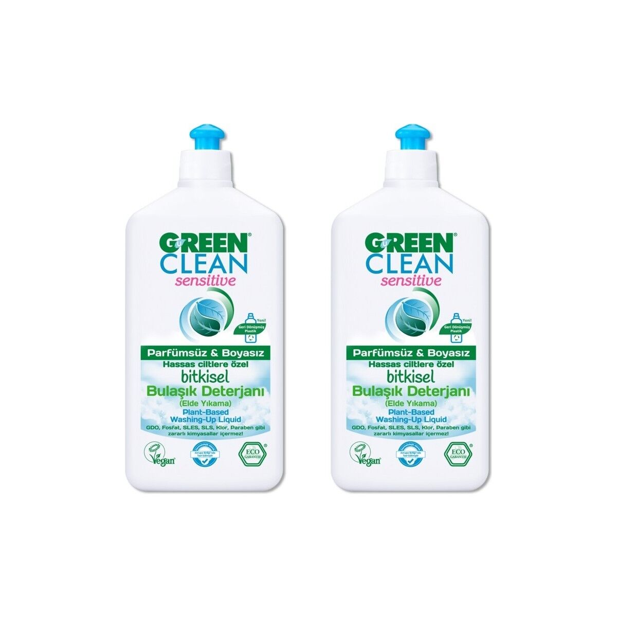 Green Clean Sensitive Bitkisel Bulaşık Deterjanı 500 ml x2 Adet