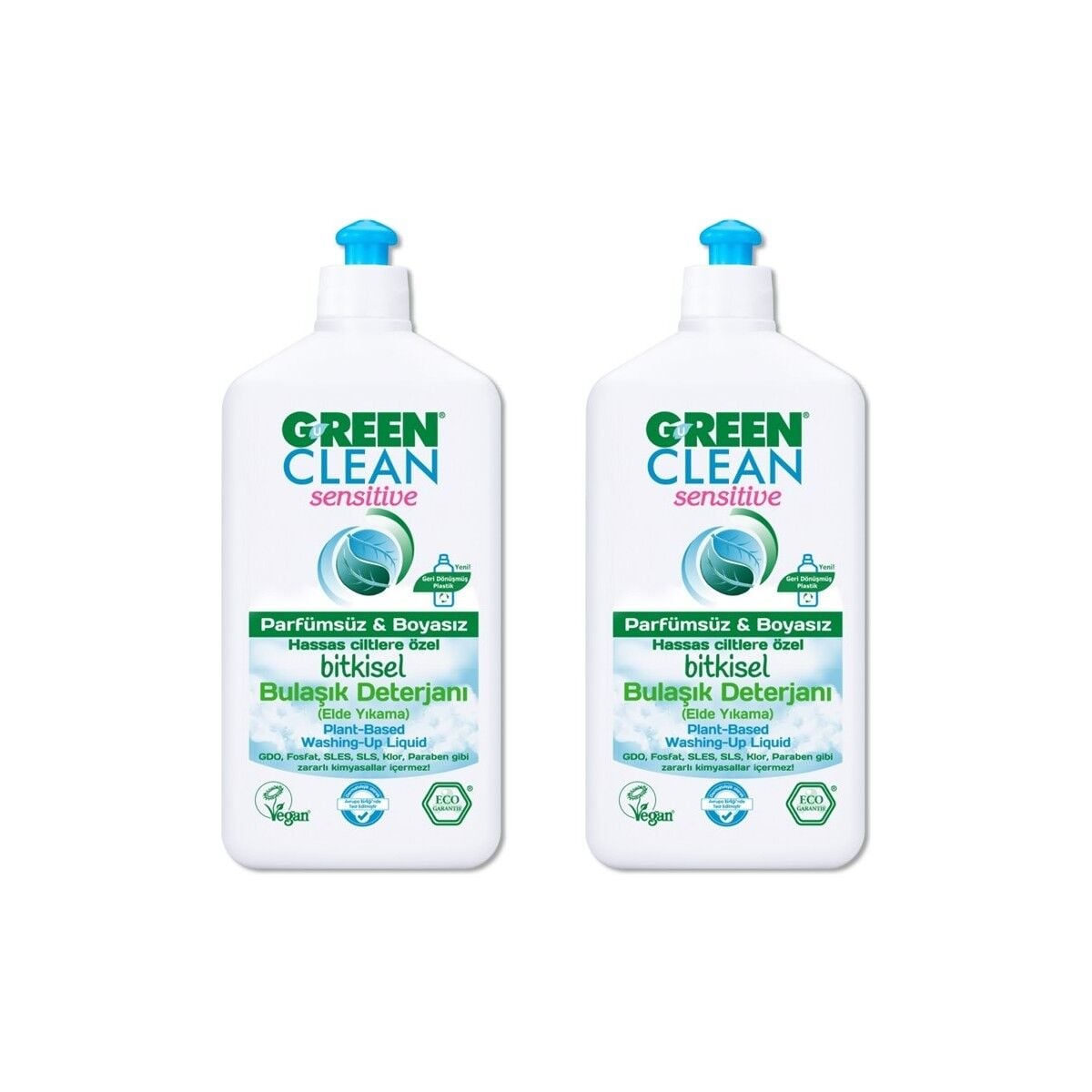 Green Clean Sensitive Bitkisel Bulaşık Deterjanı 500 ml x2 Adet