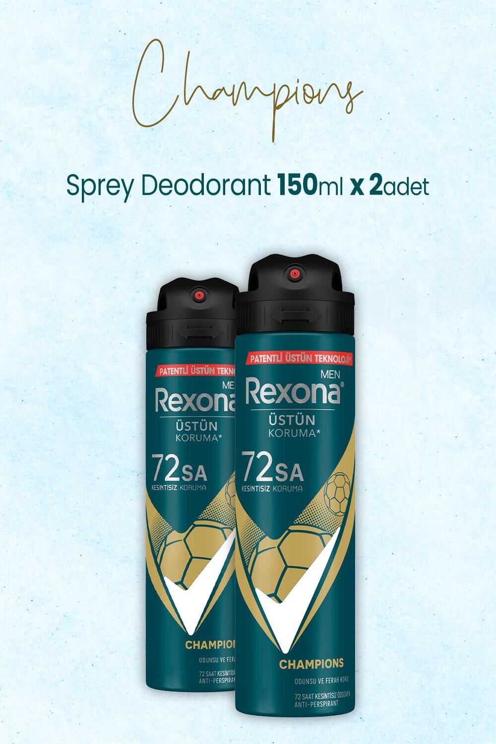 Rexona Men Sprey Deodorant Champions 150 ml x 2 Adet