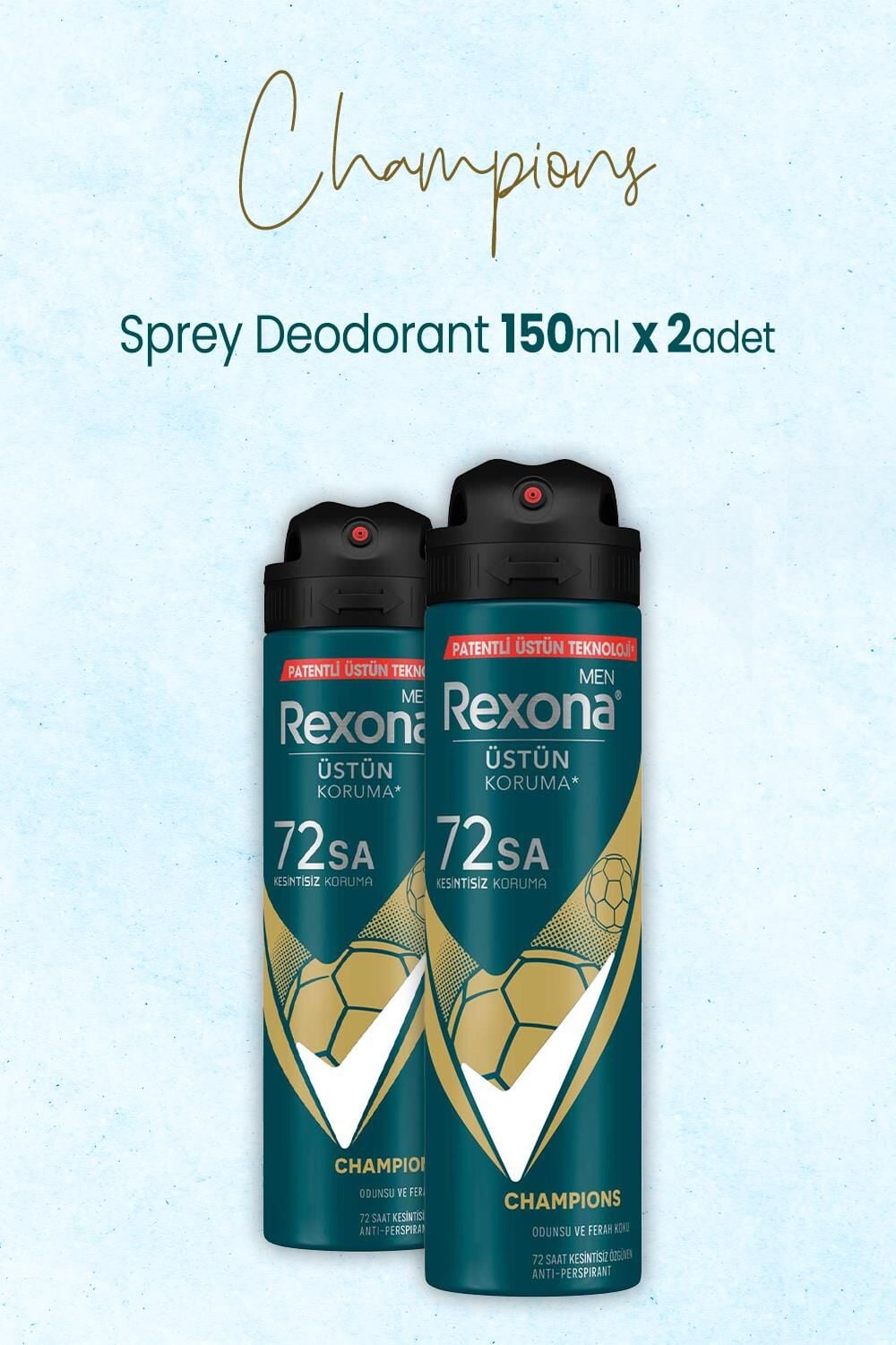 Rexona Men Sprey Deodorant Champions 150 ml x 2 Adet