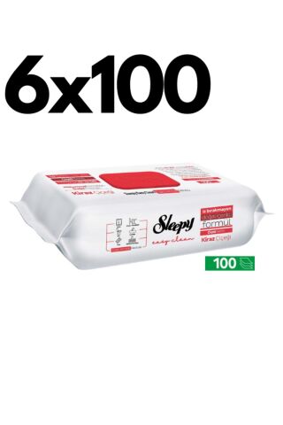 Sleepy Easy Clean Kiraz Çiçeği Yüzey Temizlik Havlusu - 100 Yaprak 6 Adet