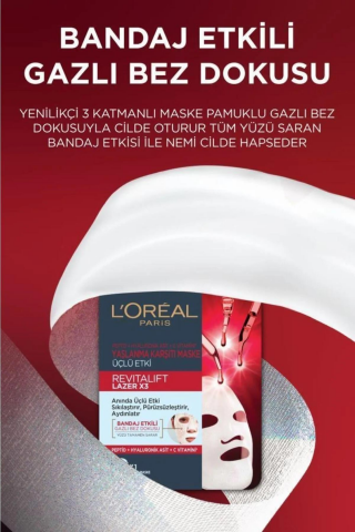 3 Adet Loreal Paris Revitalift Lazer X3 Yaşlanma Karşıtı Maske 28 gr ve ROSIE