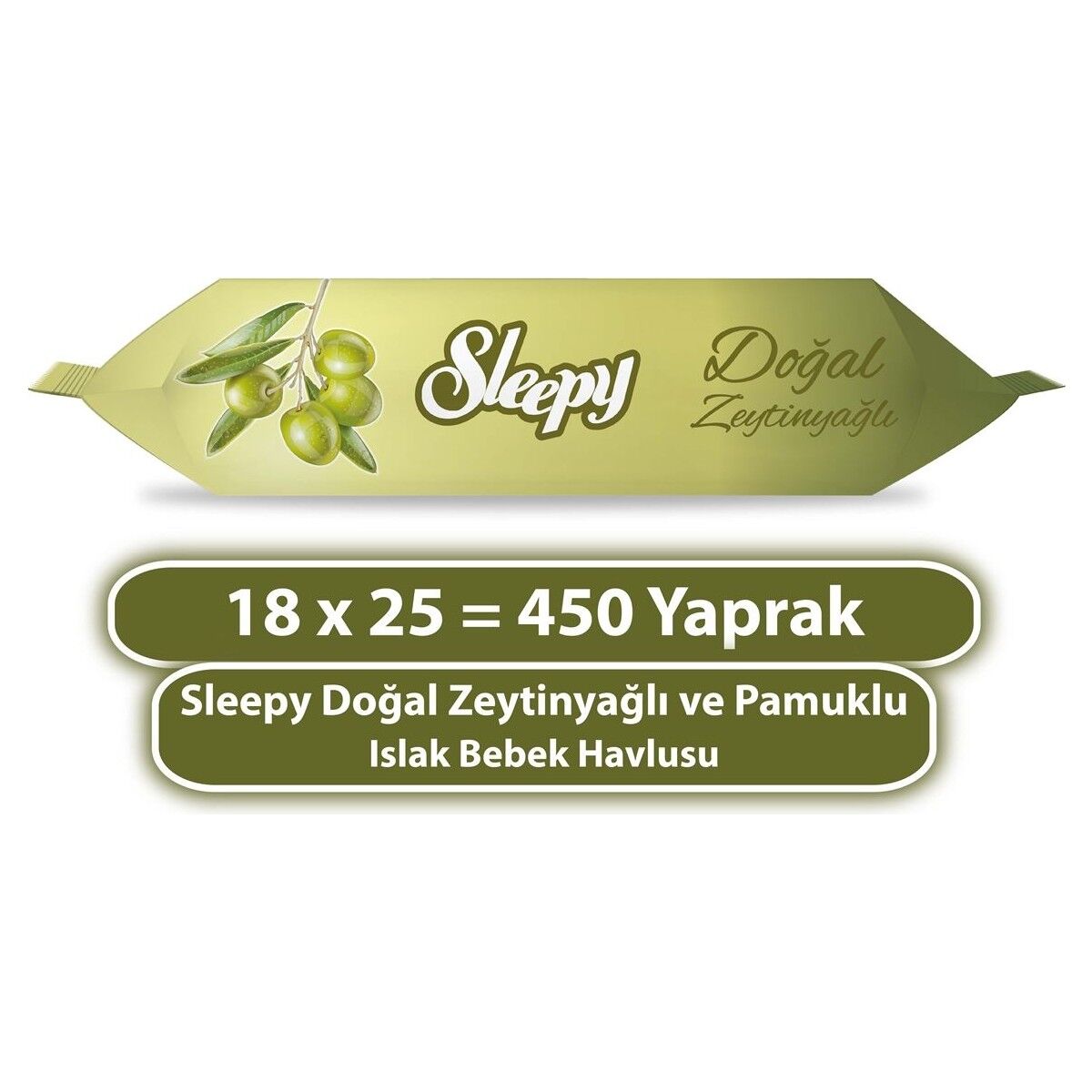 Sleepy Doğal Zeytinyağlı ve Pamuklu Islak Bebek Havlusu 18 x 25 450 Yaprak
