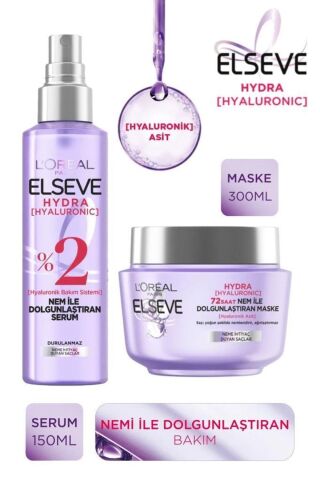 Elseve Hydra Hyaluronic Nem Ile Dolgunlaştıran Saç Bakım Serumu Nem Maskesi Saç Bakım Seti