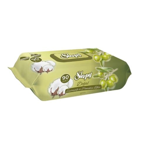 Sleepy Doğal Zeytinyağlı ve Pamuklu Islak Bebek Havlusu 90 Yaprak