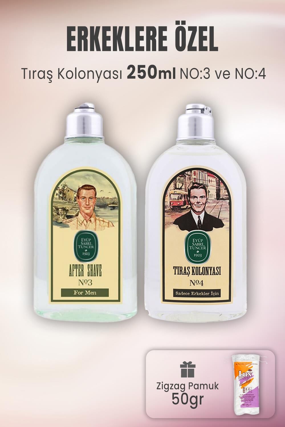 Eyüp Sabri Tuncer Tıraş Kolonyası No 3, No 4 ve Zigzag Pamuk 50 gr