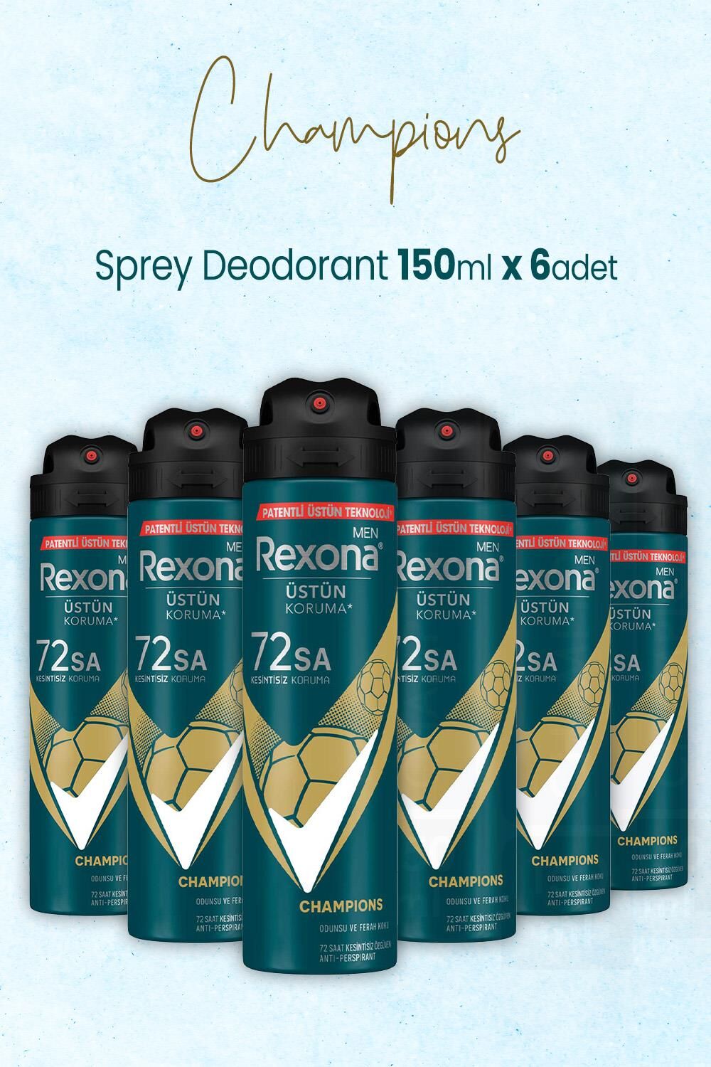 Rexona Men Sprey Deodorant Champions 150 ml x 6 Adet