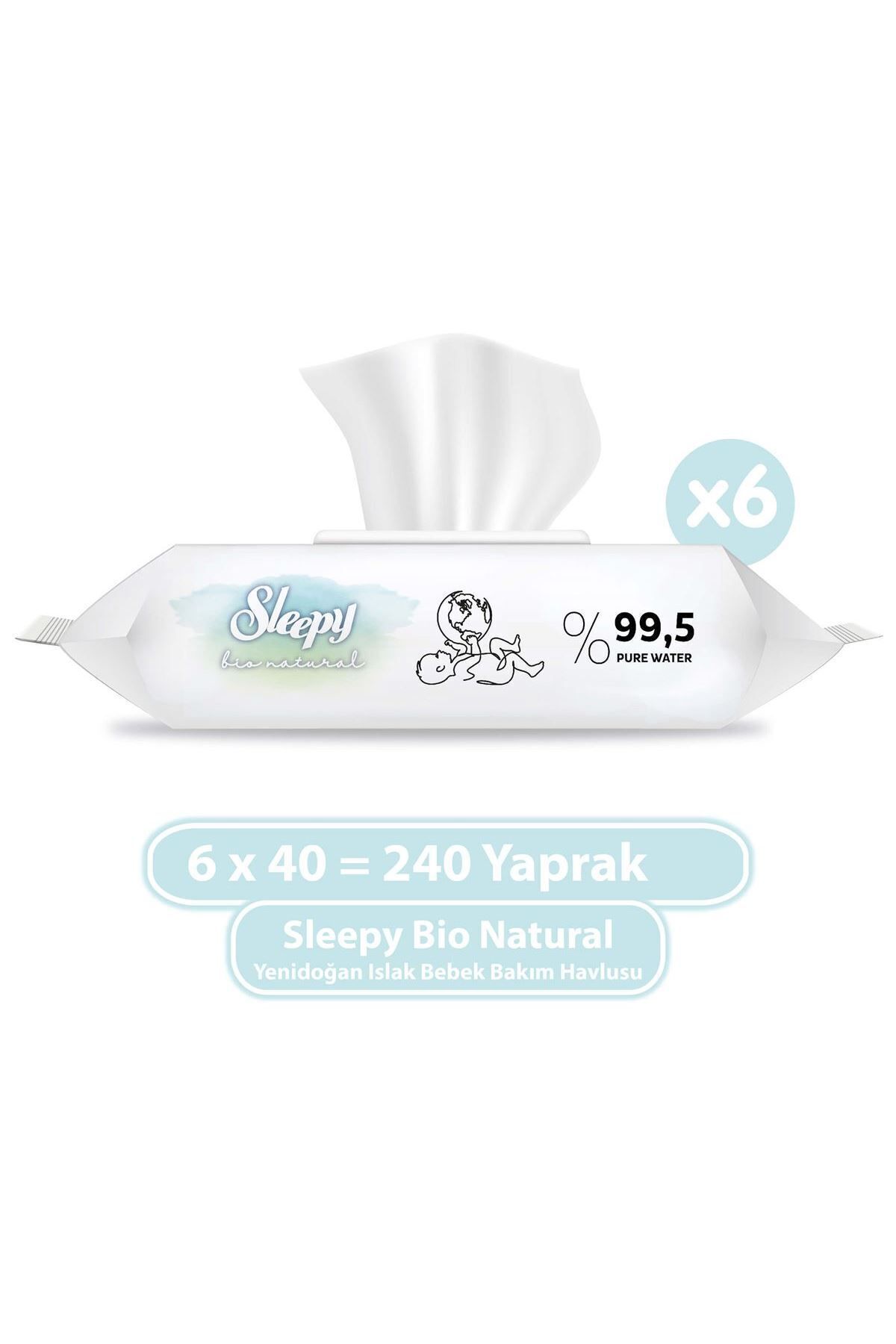 Sleepy Bio Natural Yenidoğan Islak Bebek Bakım Havlusu 6x40 (240 Yaprak)