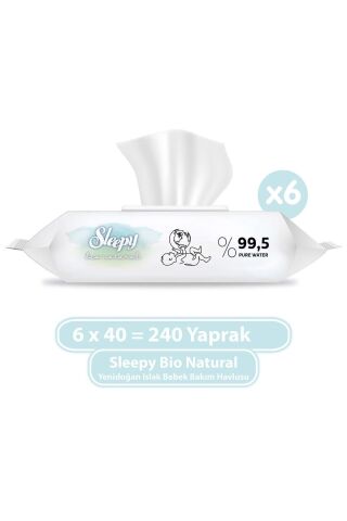 Sleepy Bio Natural Yenidoğan Islak Bebek Bakım Havlusu 6x40 (240 Yaprak)