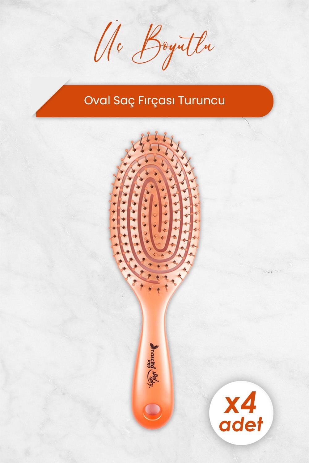 Nascita Üç Boyutlu Oval Saç Fırçası Turuncu x 4 Adet