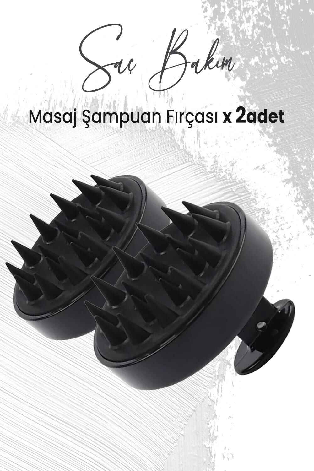 Düvenci Toptan Yumuşak Silikonlu Masaj Şampuan Fırçası Siyah x 2 Adet