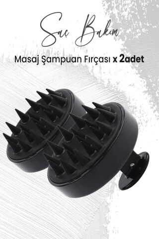 Düvenci Toptan Yumuşak Silikonlu Masaj Şampuan Fırçası Siyah x 2 Adet