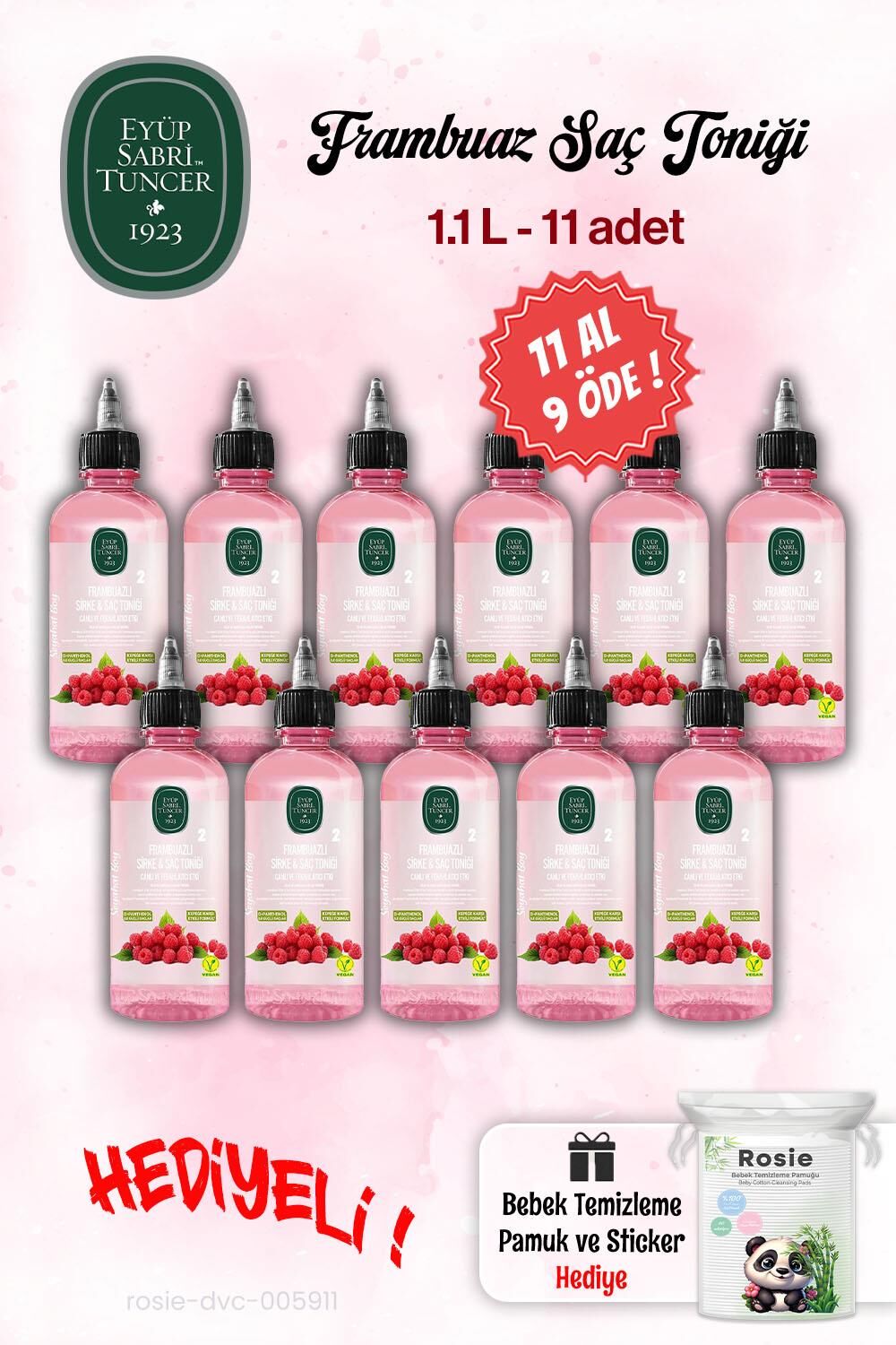 Eyüp Sabri Tuncer 11 AL 9 ÖDE Sirke Frambuaz Tonik 100 ml ve Rosie