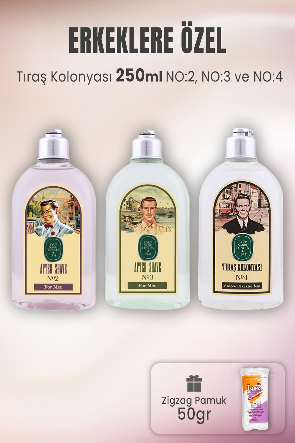 Eyüp Sabri Tuncer Tıraş Kolonyası Set 2-3-4 ve Zigzag Pamuk 50 gr