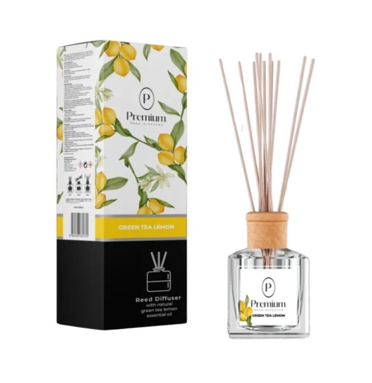 Premium Reed Diffuser Greentea Lemon (Yeşilçay Limon) Oda Kokusu 100 ml