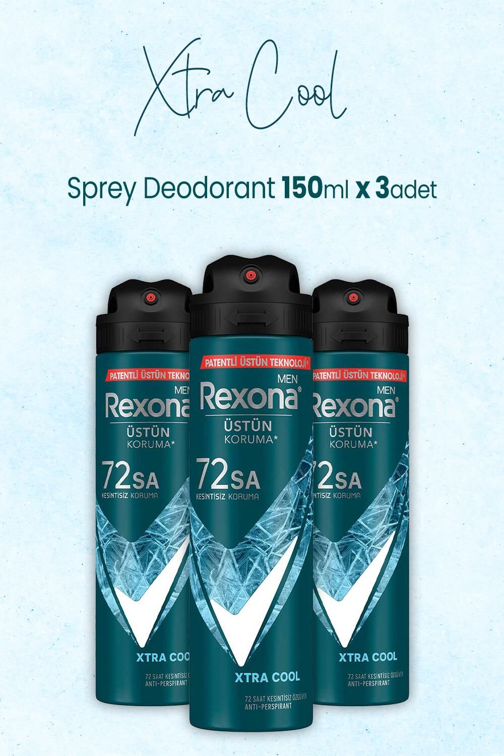 Rexona Men Sprey Deodorant Xtra Cool 150 ml x 3 Adet
