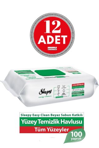 Sleepy Easy Clean Yüzey Temizlik Havlusu 100' Lü X 12 Adet